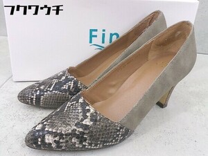 * * Fin fins python print heel pumps size 22.5 gray lady's 