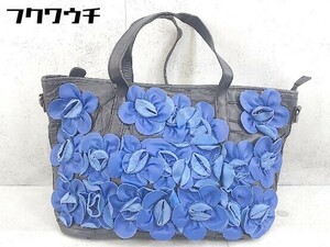 # Three Four Times leaf .- time tote bag handbag black blue lady's 