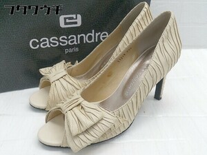 * * cassandreka Sand re open tu ribbon pumps size 35 1/2 light yellow lady's 