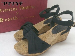 ◇ ◎ Oriental Traffic × earth music&ecology ウェッジソール サンダル サイズS ブラック レディース