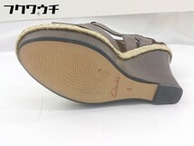 ◇ Clarks クラークス バックジップ ウエッジソール ヒール ブーツ サンダル サイズ5 ブラウン レディース_画像6