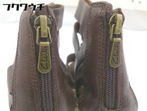 ◇ Clarks クラークス バックジップ ウエッジソール ヒール ブーツ サンダル サイズ5 ブラウン レディース_画像4