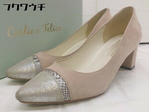 * * Carlie e felice car Lee e Ferrie che?po Inte dotu switch heel pumps size 24 beige group lady's 