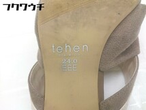 ◇ ◎ tehen オープントゥ ヒール サンダル サイズ24.0 EEE ブラウン レディース_画像8