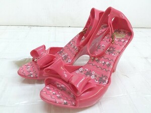 ◇ mel dreamed by melissa メル リボン アンクルストラップ ヒール サンダル サイズUSA7 EUR38 ピンク レディース