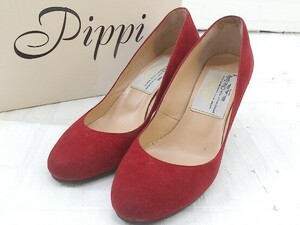 * * Pippipipi round tu pin heel pumps size 37 red lady's 