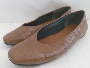 * FESTA V cut type вдавлено . квадратное tu Flat туфли-лодочки обувь размер 23.5 Brown женский P
