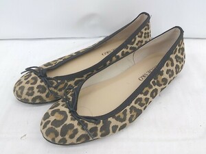 * RODE SKOrotesko леопардовый рисунок Leopard Flat pe язык ko туфли-лодочки размер 35 бежевый черный женский E