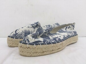 * INGNI wing total pattern botanikaru pattern espadrille shoes size M white navy lady's E