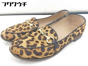 * ROSE BUD Rose Bud leopard print Leopard bit Loafer shoes size 39 beige group Brown lady's 
