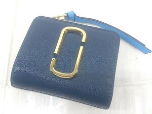 ◇ MARC JACOBS マークジェイコブス スナップショット M0014282 二つ折り 短財布 ウォレット ブルー シルバー レディース P