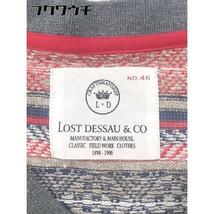 ◇ ◎ Lost dessau フェアアイル柄 コットン ニット 長袖 カーディガン サイズ 46 グレー レッド マルチ メンズ_画像4