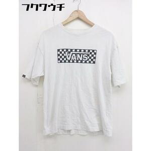 ◇ VANS ヴァンズ プリント ロゴ スタンドカラー 半袖 Tシャツ カットソー サイズ L ホワイト ブラック メンズ