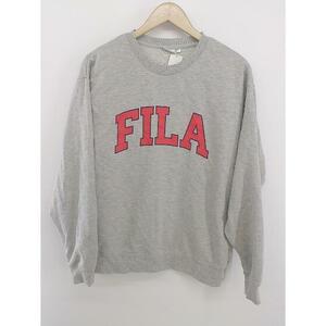 ◇ FILA フィラ プリント 長袖 トレーナー サイズL グレー メンズ P