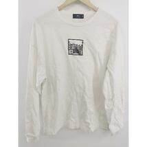 ◇ HARE ハレ プリント 刺繍 長袖 Tシャツ カットソー サイズM ホワイト系 ブラック メンズ P_画像1