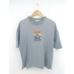 ◇ Perushu ペルーシュ プリント 半袖 Tシャツ カットソー サイズL サックスブルー マルチ メンズ P