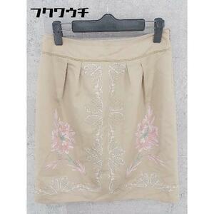 * SunaUna SunaUna floral print knees height tight skirt 38 size beige group multi lady's 