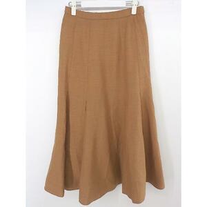 * A.V.Va-veve боковой Zip длинный flair юбка размер L Brown orange серия женский P