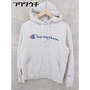 ◇ Champion チャンピオン 長袖 プルオーバー パーカー サイズM グレー レディース