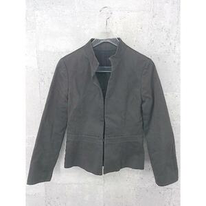 ◇ UNITED ARROWS ユナイテッドアローズ 長袖 ノーカラー ジャケット 36 ダークグレー レディース