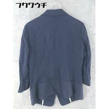 ◇ A T ATSURO TAYAMA リネン混 シングル 1B 長袖 テーラードジャケット サイズ36 ネイビー レディース_画像3