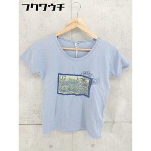 ◇ fig London フィグロンドン プリント 半袖 Tシャツ カットソー サイズF ブルー レディース