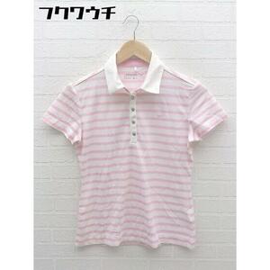 ◇ NIKE ナイキ ボーダー 半袖 ポロシャツ サイズM ホワイト ピンク レディース