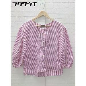 * SHIPS Ships stripe long sleeve shirt blouse purple series lady's 