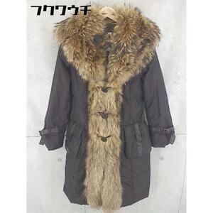 # * SCAPA Scapa belt attaching raccoon fur long sleeve down jacket coat size 40 Brown lady's 