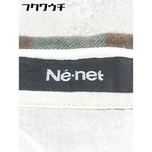 ◇ Ne-net ネ ネット キツネ柄 チェック 長袖 膝丈 シャツワンピース サイズ2 グリーン ブラウン レディース_画像4