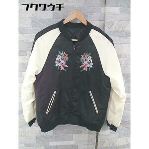 ■ Алисия Pageboy Zip -uup Цветочный узор в вышивке с длинным рукавом размер F Черная слоновая кость дамы