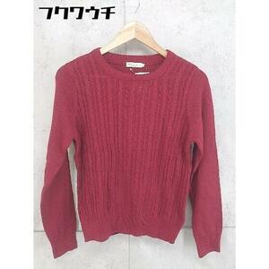 ◇ ●美品● ◎ earth music&ecology タグ付き ケーブル編み 長袖 ニット セーター サイズM レッド レディース