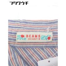 ◇ BEAMS HEART ビームスハート ストライプ 長袖 シャツ パープル系 オレンジ レディース_画像4