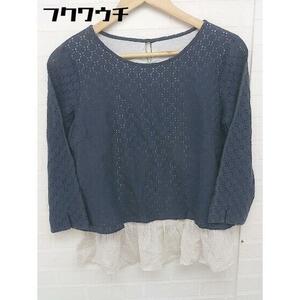 * KUMIKYOKU Kumikyoku k Miki .k total pattern long sleeve cut and sewn size 2 navy white lady's 