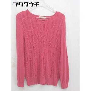 ◇ any SiS エニィスィス Vネック ウール ニット 長袖 セーター サイズ2 ピンク系 レディース