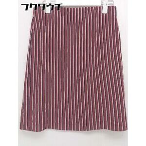 * Ray BEAMS waist rubber stripe knees height trapezoid skirt size 1 red navy white lady's 