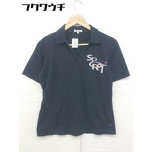 * ELLE SPORT L sport Logo print polo-shirt with short sleeves size L navy series lady's 