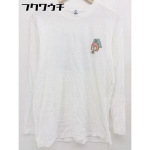 ◇ 9090 ナインティナイン プリント 長袖 Tシャツ カットソー サイズL ホワイト レディース