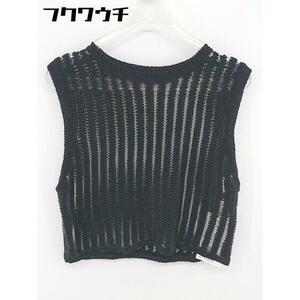 * * beautiful goods * * EGOIST Egoist tag attaching design no sleeve knitted sweater size F black lady's 