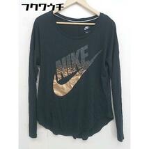 ◇ NIKE ナイキ ロゴ 長袖 Tシャツ カットソー サイズL ブラック レディース_画像1