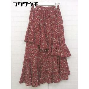 * * unused * * N. Natural Beauty Basic floral print long frill mermaid skirt size M red multi lady's 