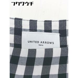 ◇ UNITED ARROWS ユナイテッドアローズ チェック ハイウエスト ワイド パンツ サイズ36 ブラック ホワイト系 レディースの画像4