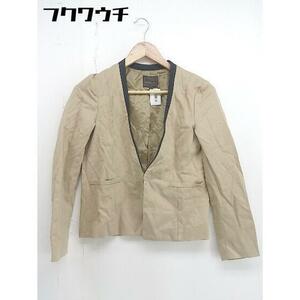 ◇ Demi-Luxe BEAMS デミルクス ビームス 長袖 ノーカラー ジャケット サイズ36 ベージュ レディース