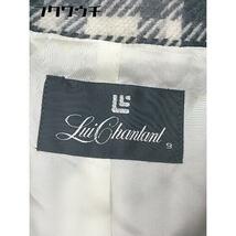 ■ Lui Chantant チェック 肩パット ウール 長袖 ピーコート サイズ 9 ベージュ ブラック グレー レディース_画像4