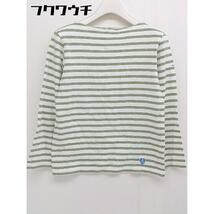 ◇ ORCIVAL オーシバル フランス製 ボーダー 長袖 Tシャツ カットソー サイズ 0 ホワイト グリーン レディース_画像2