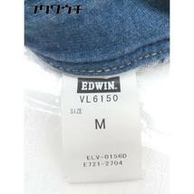 ◇ EDWIN エドウィン ストレッチ 刺繍 デニム 膝丈 台形 スカート サイズ M インディゴ レディース_画像6