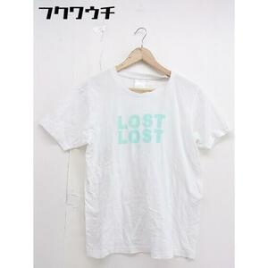 ◇ MIXXDAVID スタンドカラー プリント 半袖 Tシャツ カットソー サイズ L ホワイト グリーン レディース