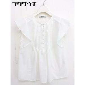 * nano universe Nano Universe pin tuck short sleeves shirt blouse size 36 white lady's 