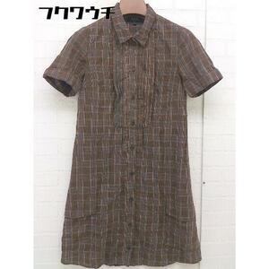 * A.P.C. A.P.C. check short sleeves knees height shirt One-piece size XS Brown lady's 