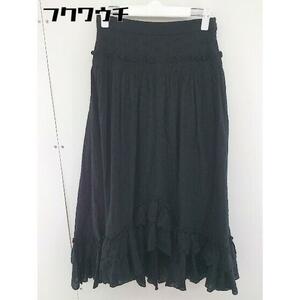 * MOUSSY Moussy total embroidery frill long flair skirt size 2 black lady's 